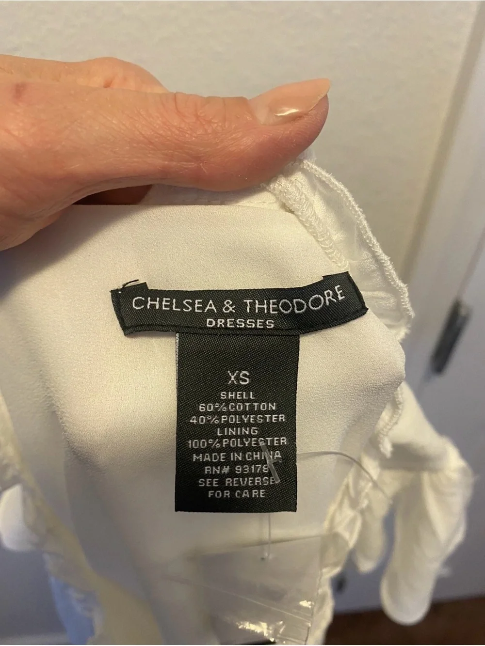 Chelsea & Theodore White Flutter Sleeve Mini Dress Cotton Size XS NEW $88 - Picture 6 of 6